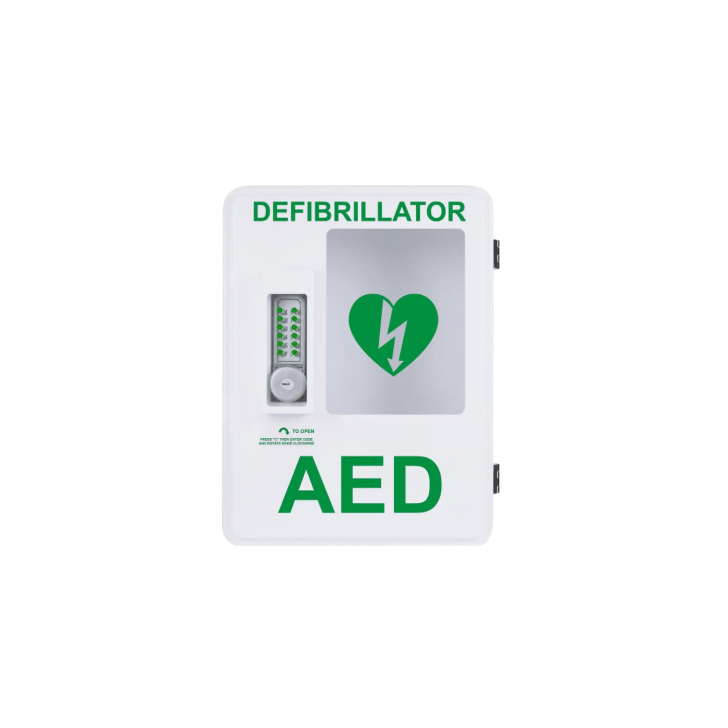 Standing White AED Cabinet Aluminium lockable with pin code