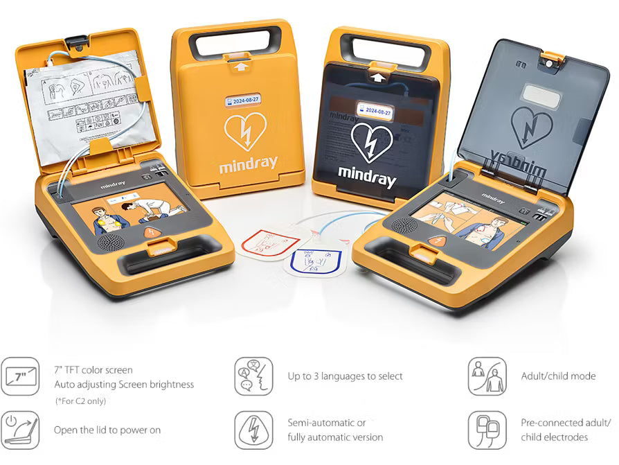 Mindray C1A Cardiac Defibrillator Fully-Automatic with 5 year Life on Battery and Pads